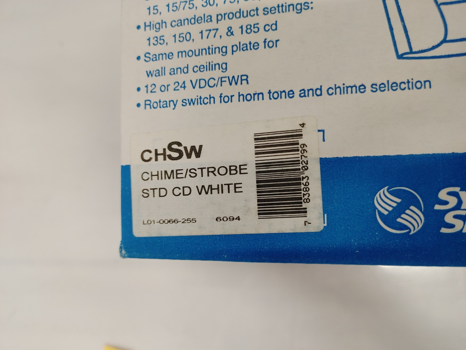 System Sensor CHSW Chime/Strobe STD CD White