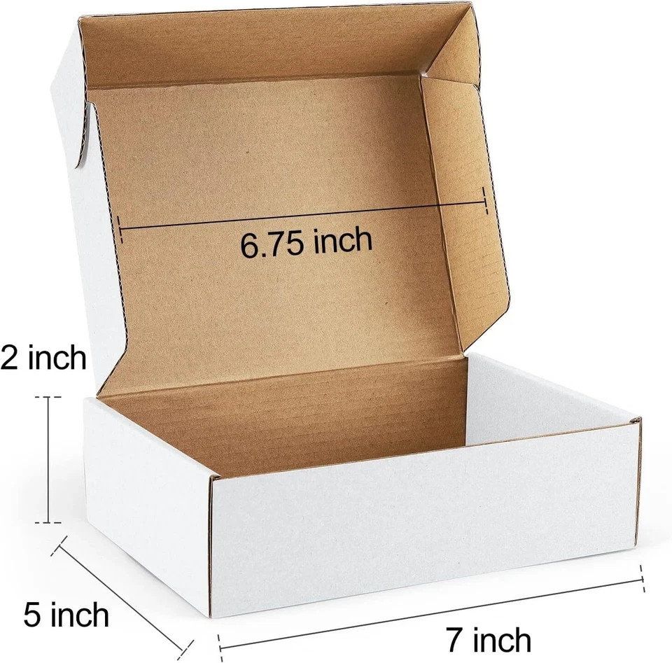 Shipping Boxes 7X5X2 Inches White Small Mailing Boxes 25 Pack Cardboard Corrugat
