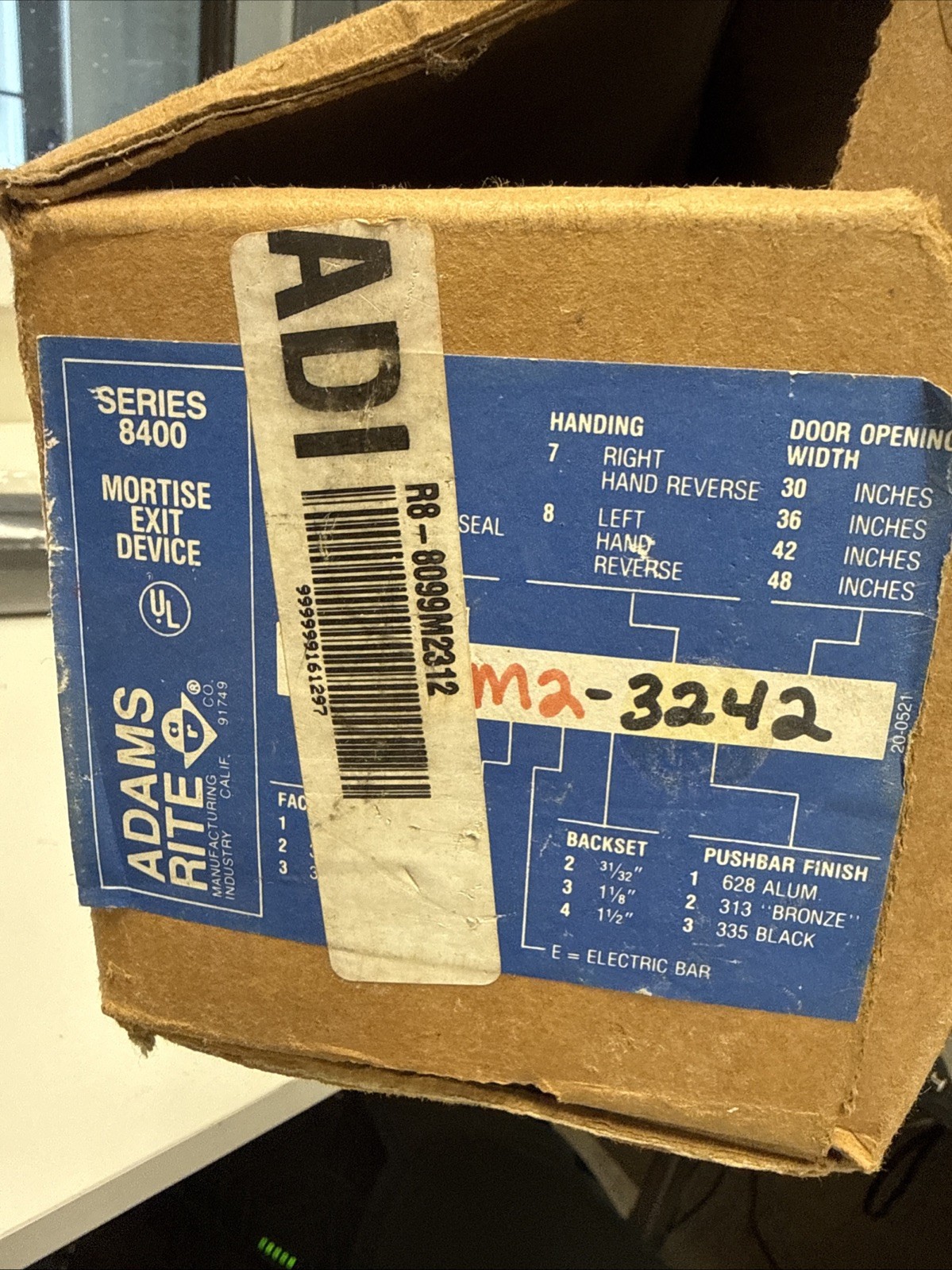 ADAMS RITE MFG. CO 8099-M2-3242 exit device 8400 series push bar