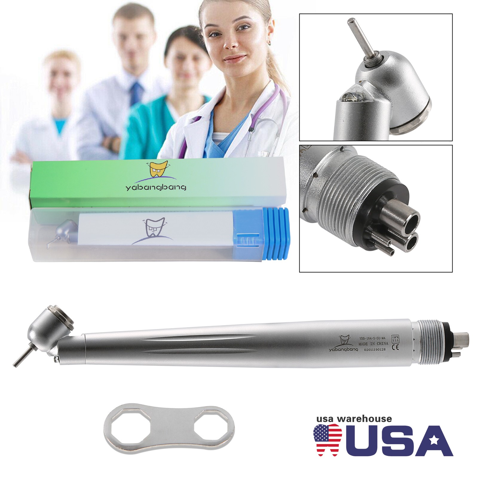 Dental 45 Degree Surgical High Speed Handpiece LED E-generator Push Button 4Hole
