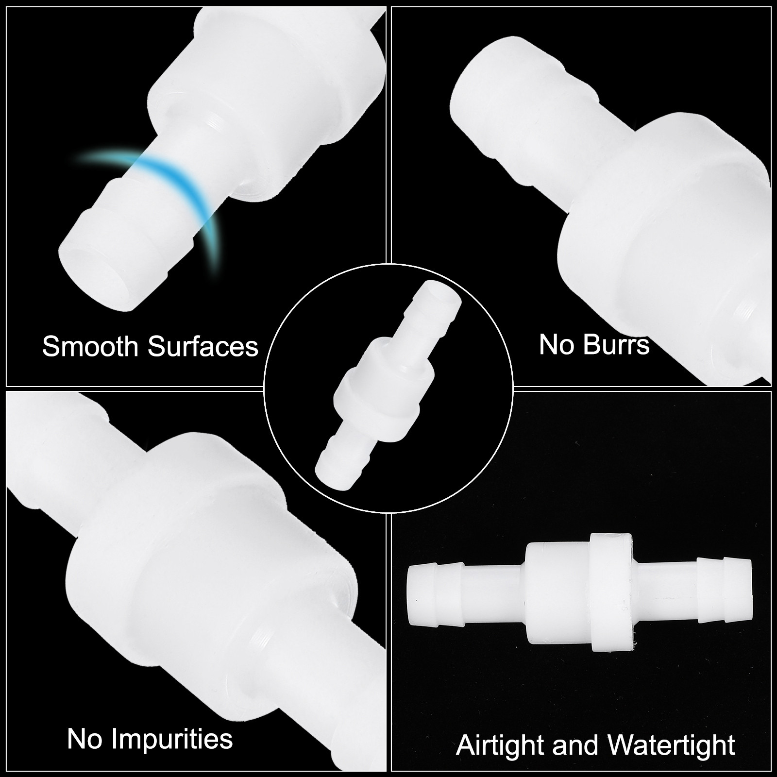 5 Pack 3/8″ Plastic One Way Inline Check Valve Barb Hose Non Return White