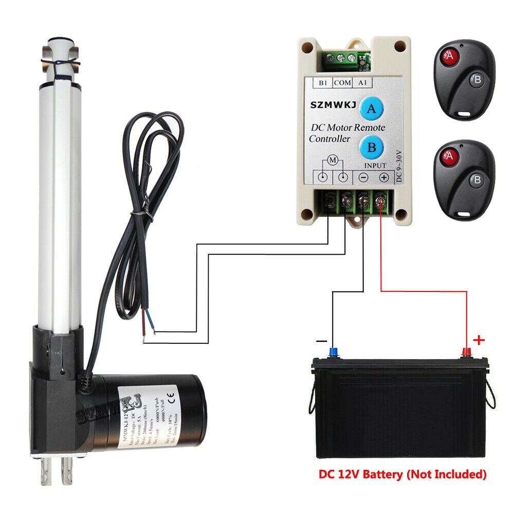 6000N 1320lbs 12V 18″ Heavy Duty Linear Actuator W/ Motor Controller Switch Kits