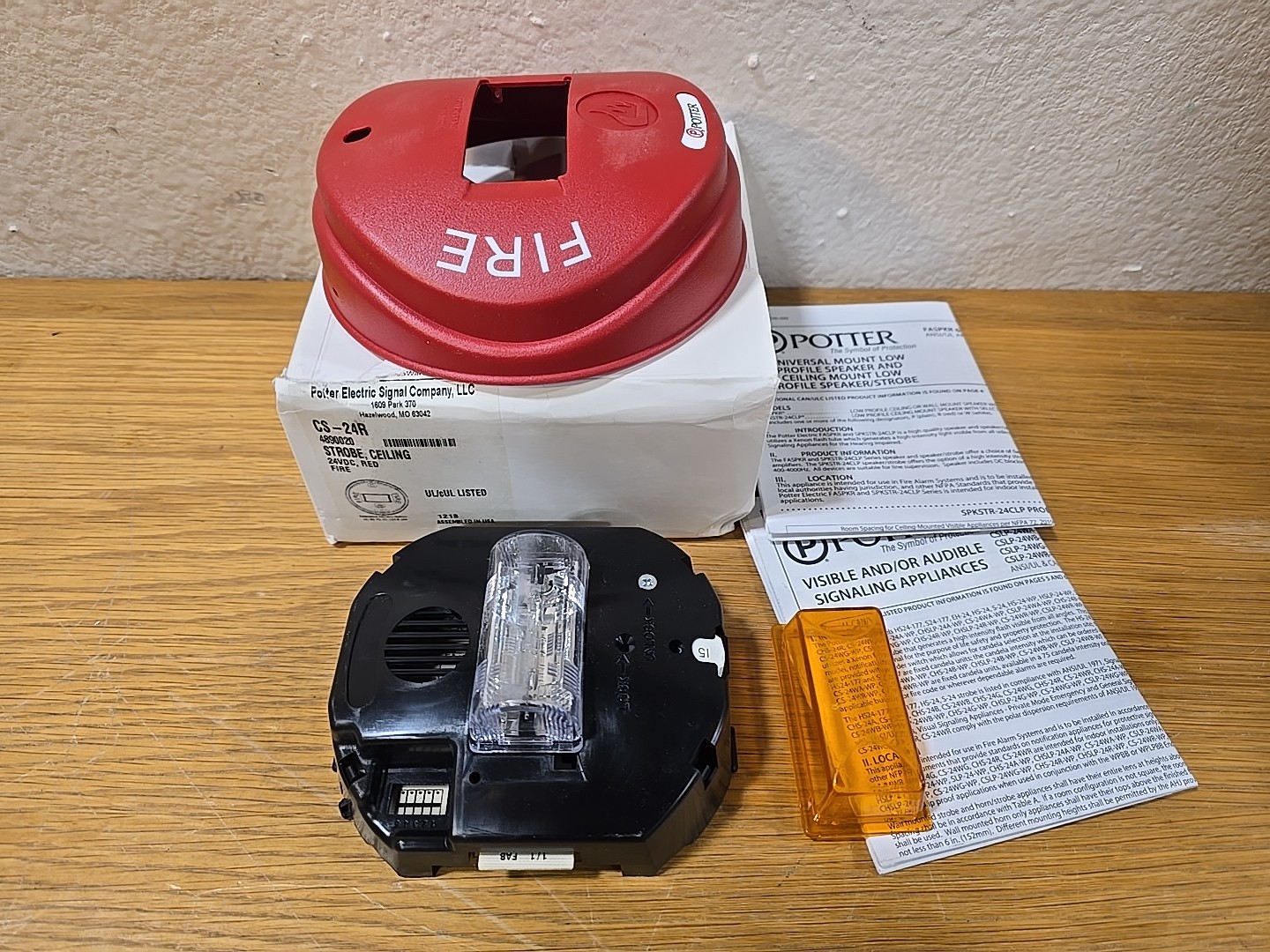 Potter CS-24R Fire Alarm Strobe Ceiling Red (NEW IN BOX) No Hardware