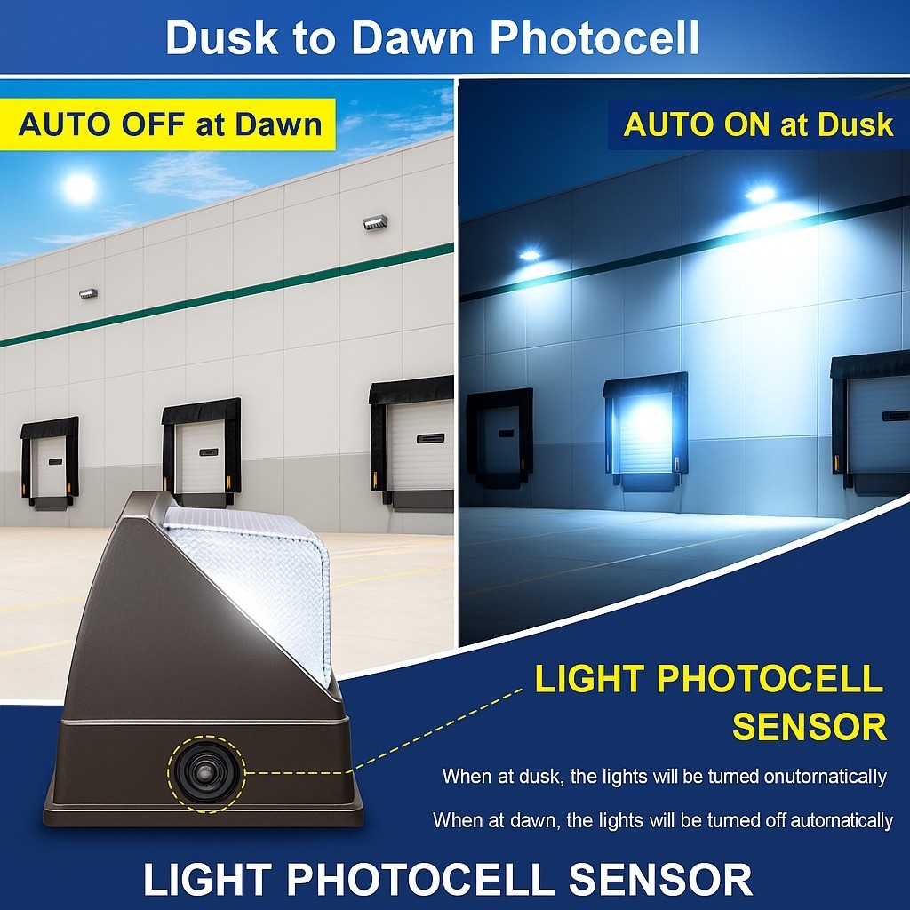 120W LED Wall Pack Light 22,500LM 6000K Outdoor Security Fixture Photocell IP65