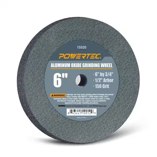 6 in. x 3/4 in. 150-Grit 1/2 in. Arbor Aluminum Oxide Grinding Wheel for Bench G