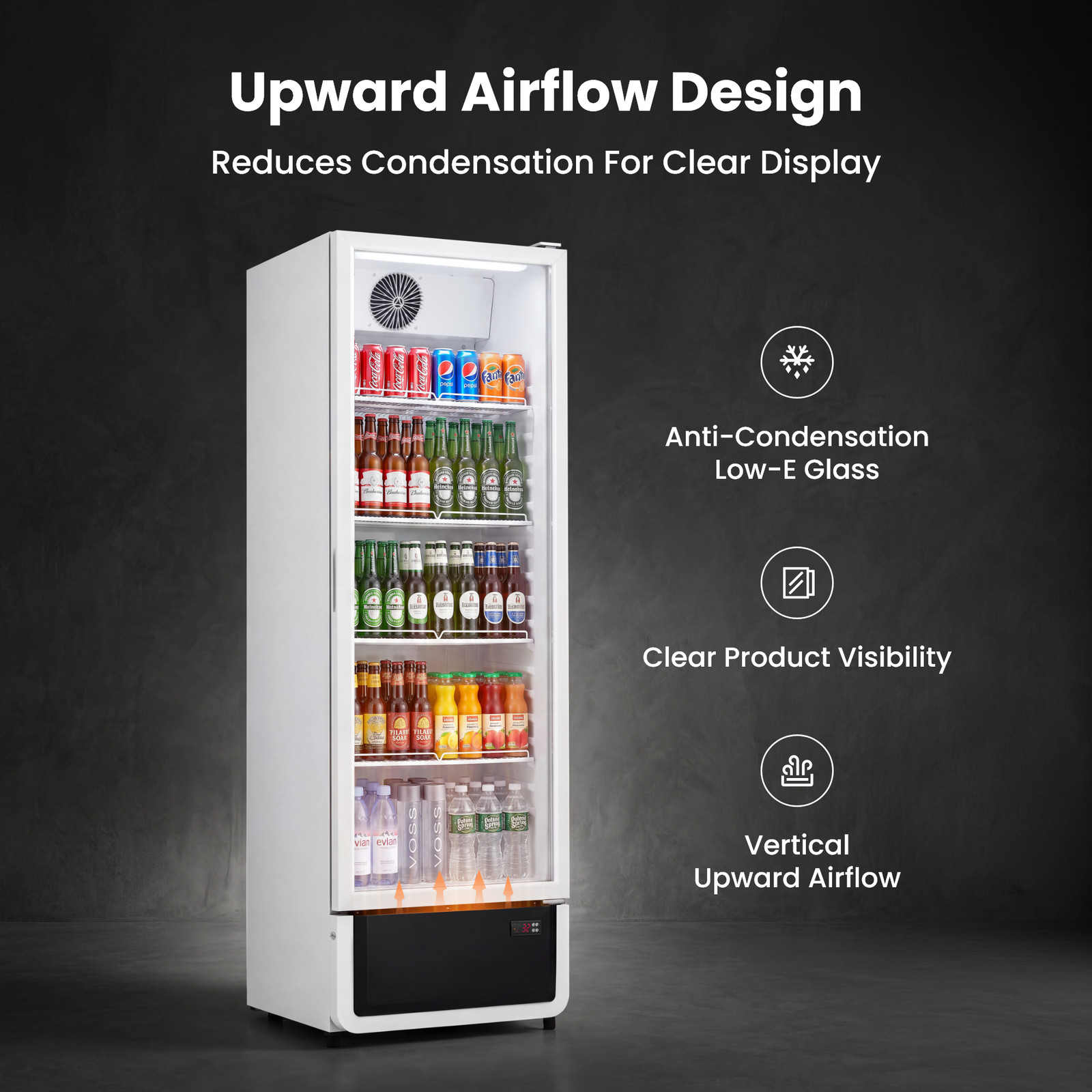 Yeego 9.89 Cu.ft Commercial Refrigerator Upright Beverage Display Cooler White