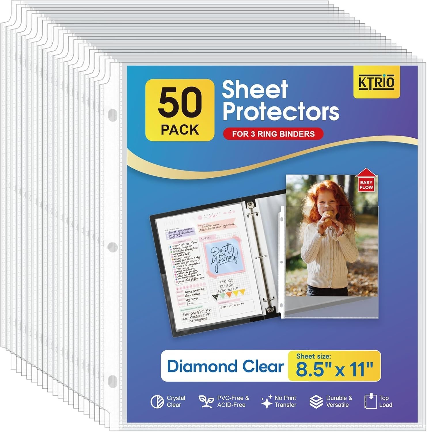 Durable Polypropylene Document Protectors – 50 Pack 8.5 x 11 for School & Office