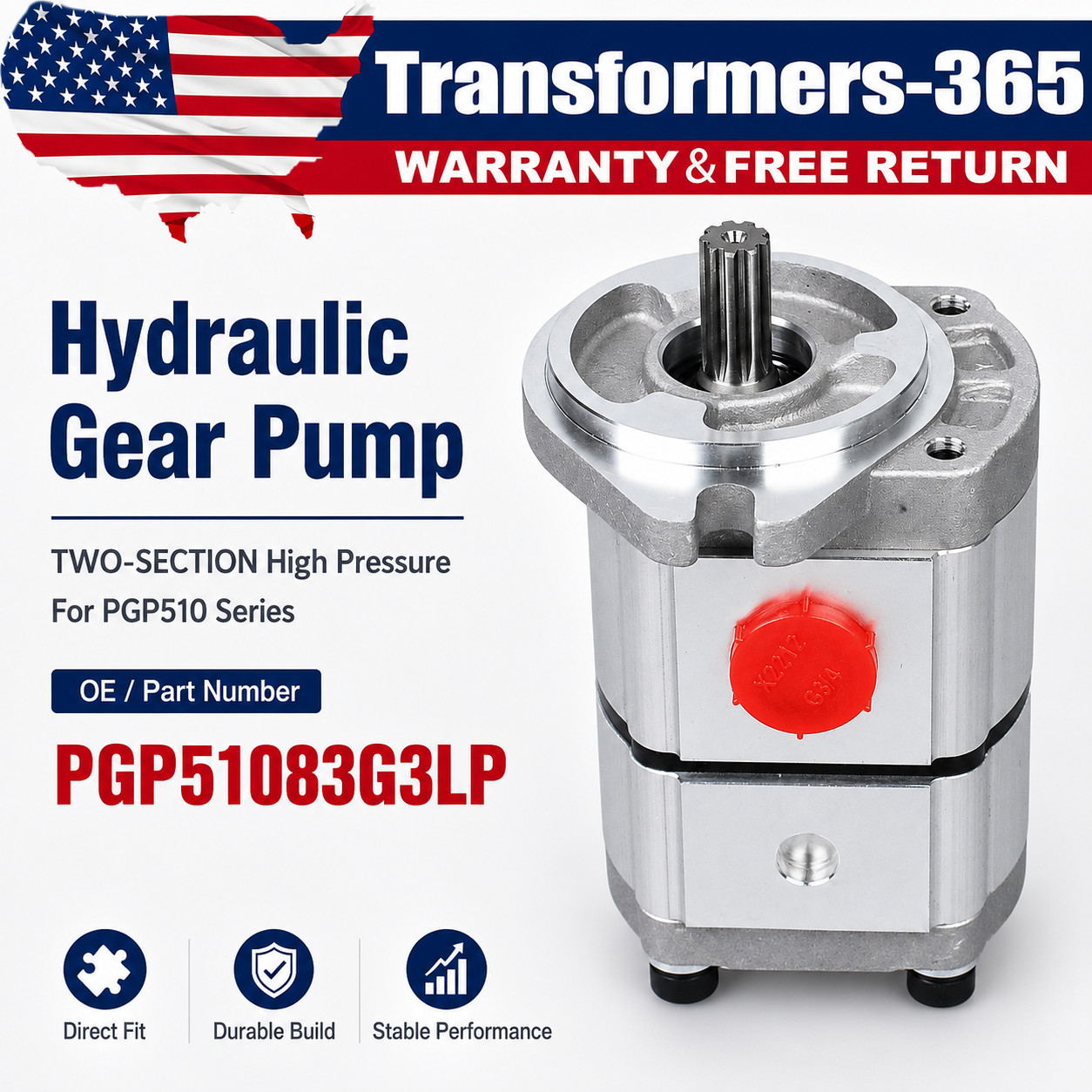Two-Section Hydraulic Gear Pump For AGT/CFG QK20R Excavator PGP51083G3LP