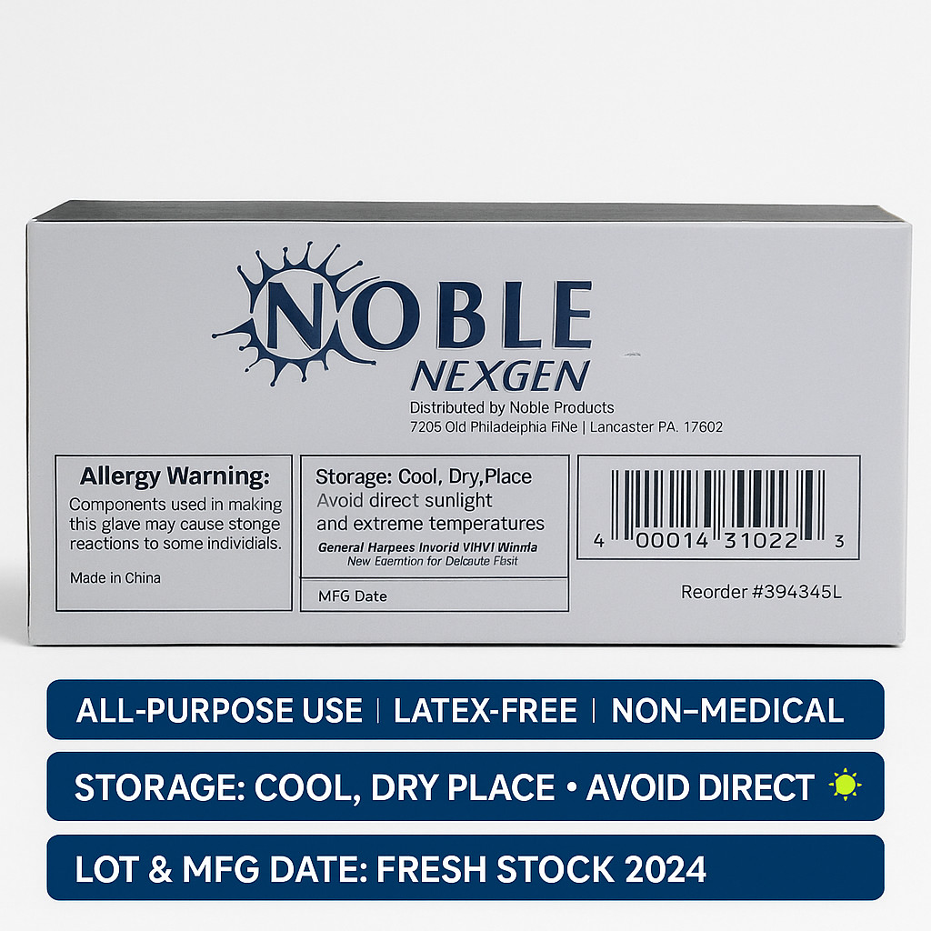 Noble Black Hybrid Gloves Large 3.5 Mil Powder-Free, 100/Box, Multi-Pack Options