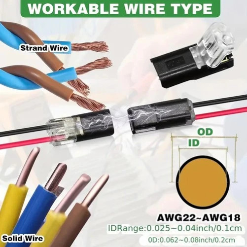 100PCS 2-Pin Quick Wire Connectors – Solderless LED Strip Plug Terminal