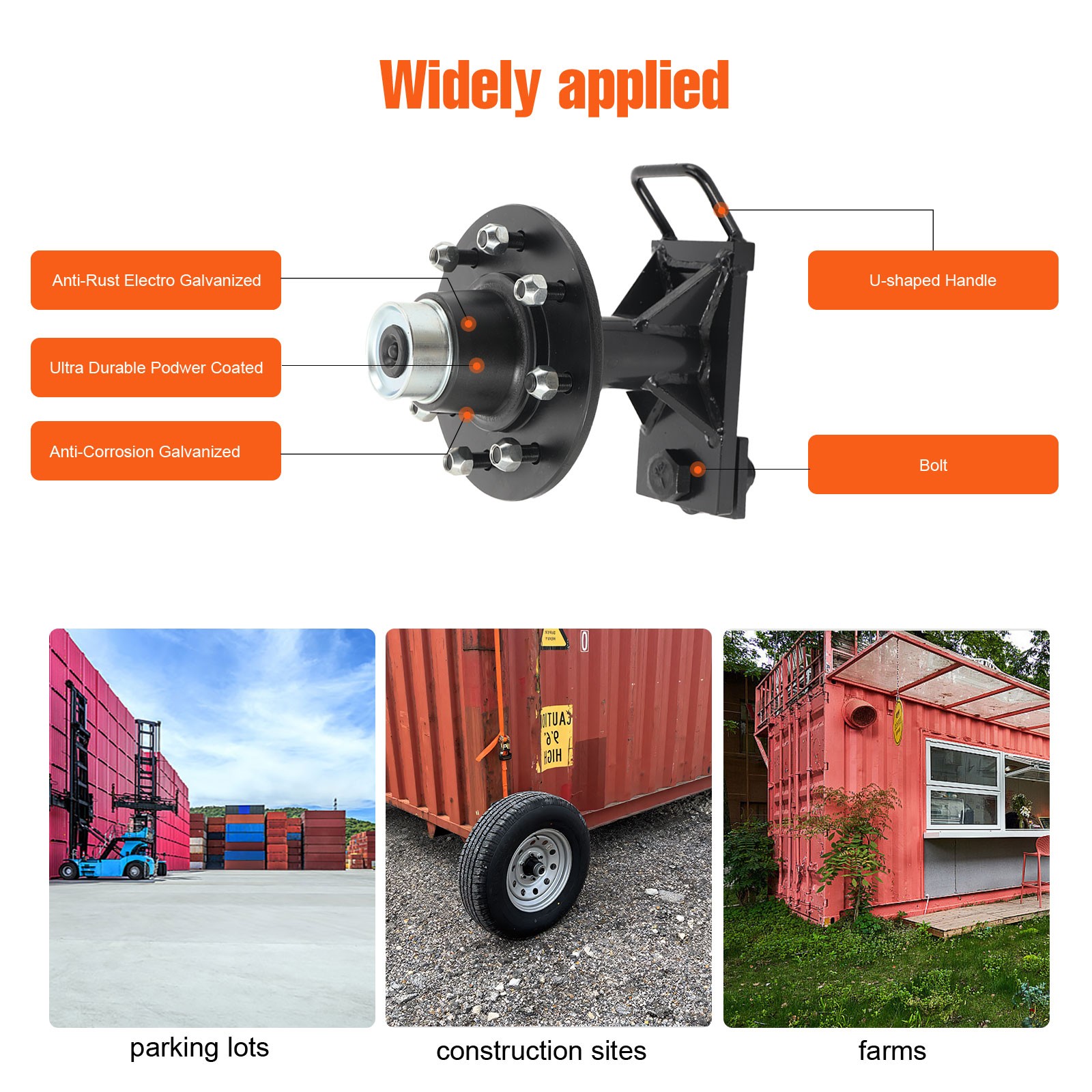 8x 5.5 Lug Superior Shipping Container Wheels; Spindle Kit，Container Moving Kit