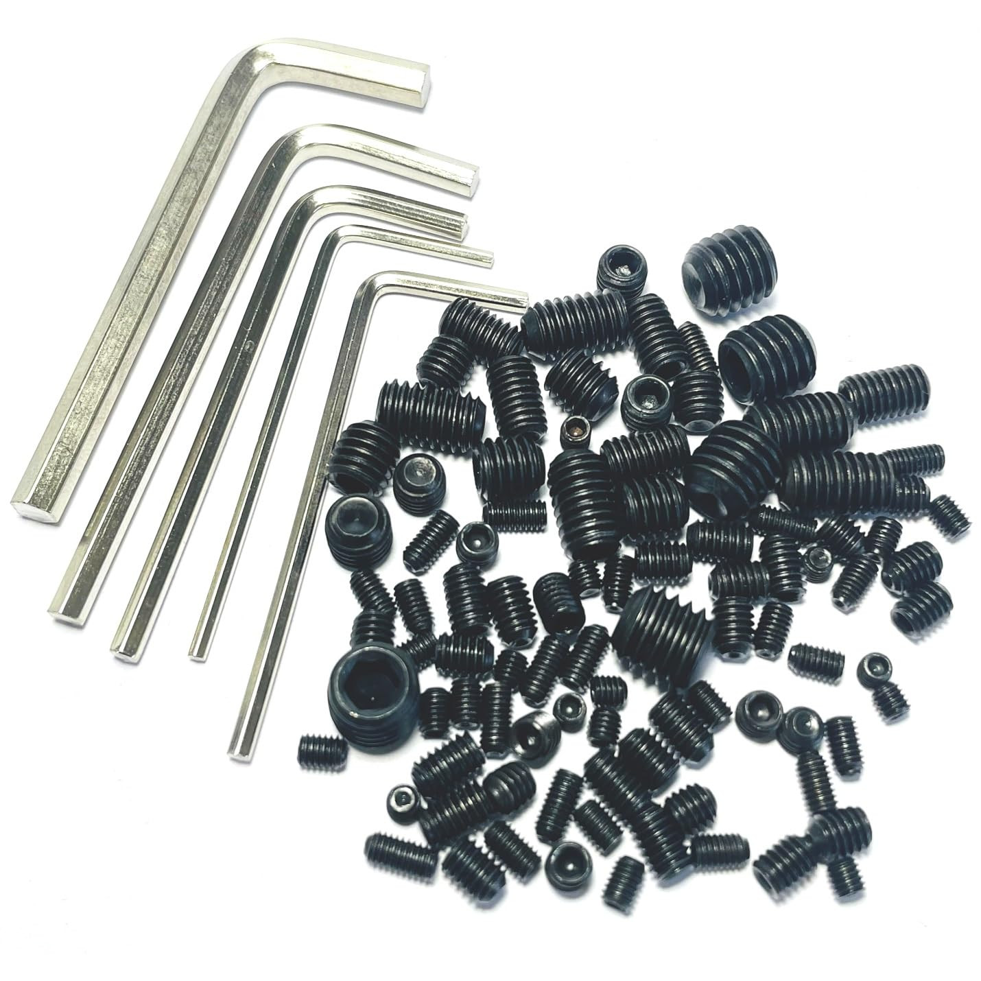 95Pcs Set Screws Assortment Kit with Hex Wrench, Grub Screws M3 M4 M5 M6 M8