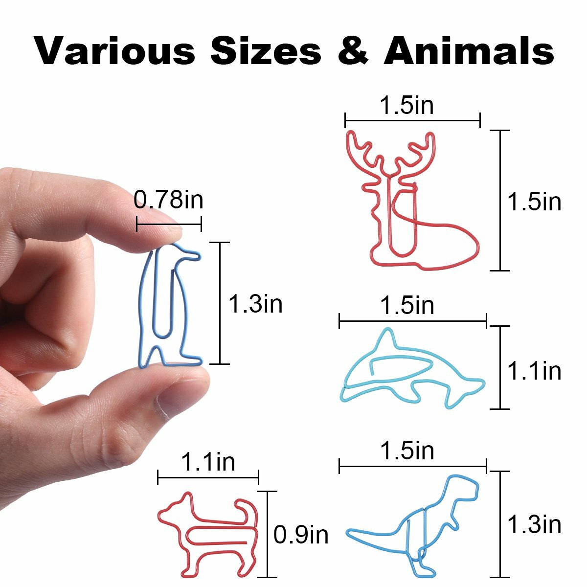 80pc 16 Cartoon Animals Shape Mini Paper Clips Stationery Bookmark Office School