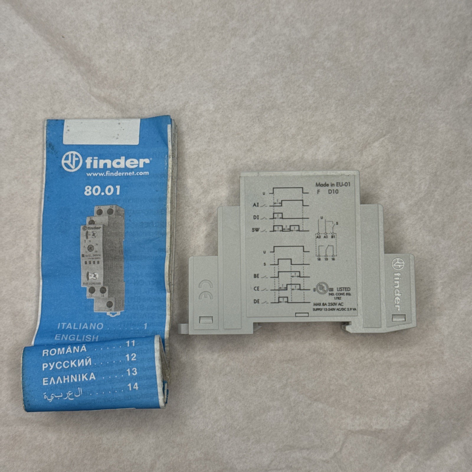 FINDER TIME DELAY RELAY, 80.01.0.240.0000 MODULAR TIMER, NEW IN BOX