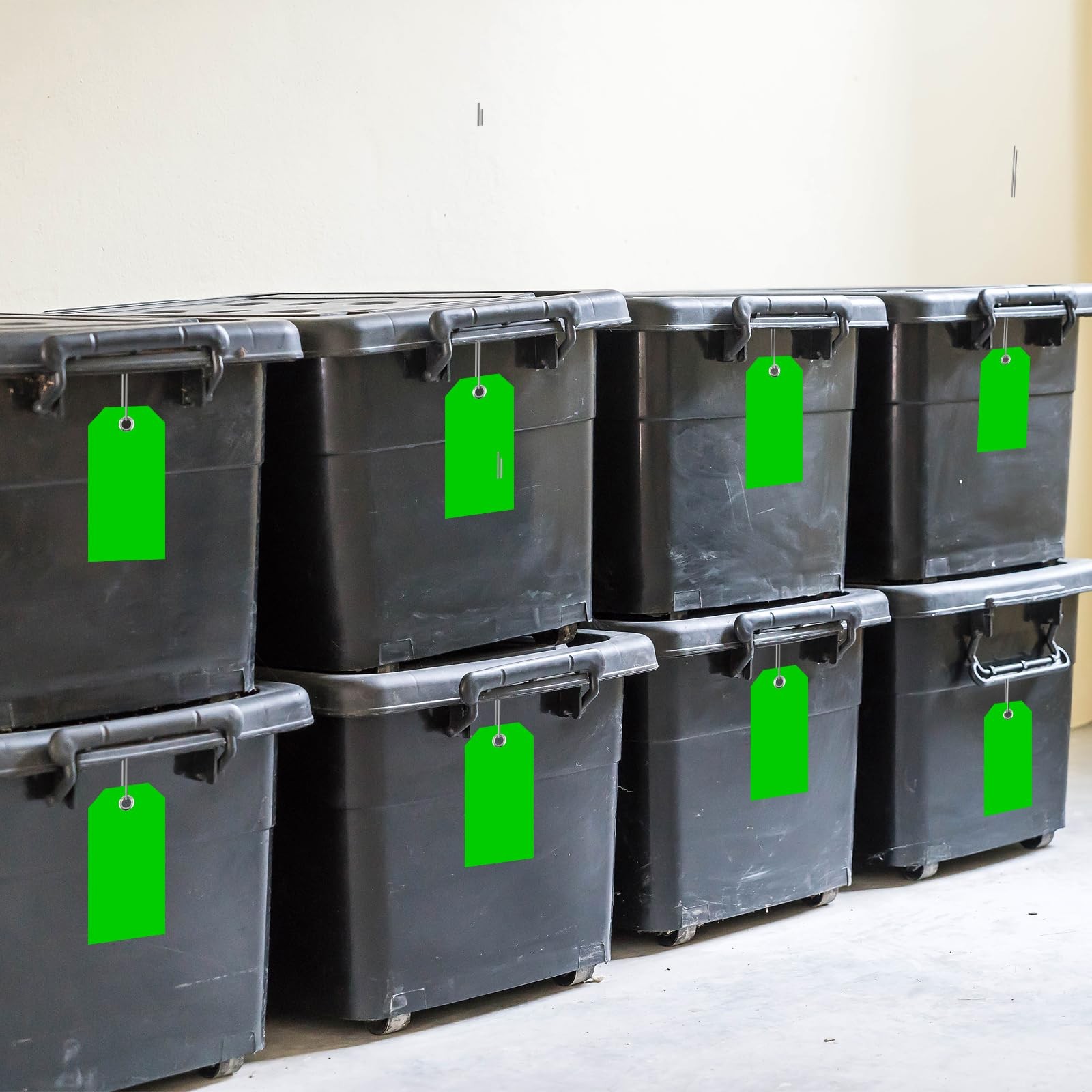 100 Pieces 2×4 inch Green Plastic Shipping Tags with Wires inches,