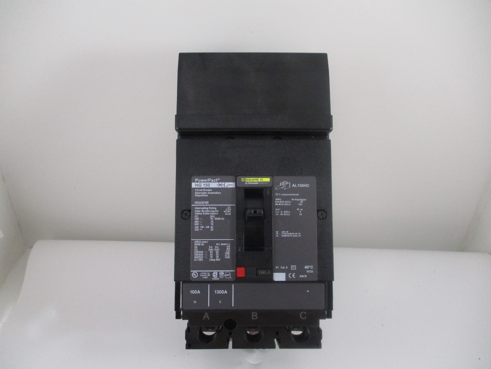 Square D HGA36100 Circuit Breaker I-line 100 Amp 3 Pole 600 Volt 35k@480V