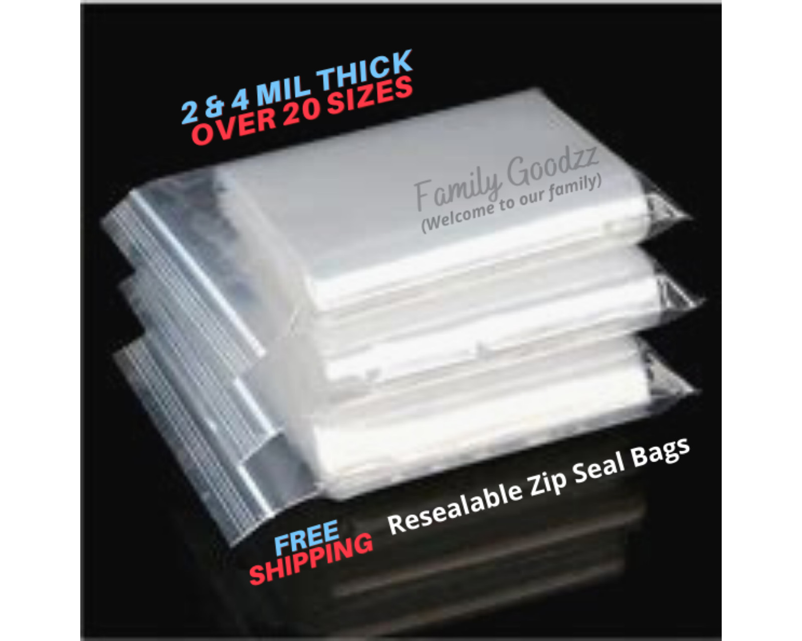 Clear Plastic Reclosable Zip Seal Bag 2 Mil & 4 Mil Lock Bags Jewelry Zip Baggie