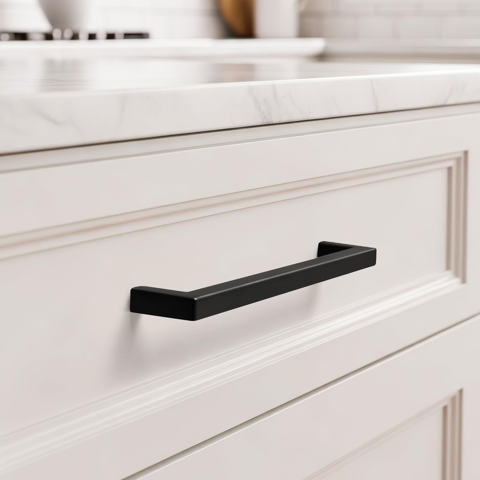 10 Pack Soild 3-3/4in(96mm) Black Cabinet Handles Square Matte Black Cabinet …