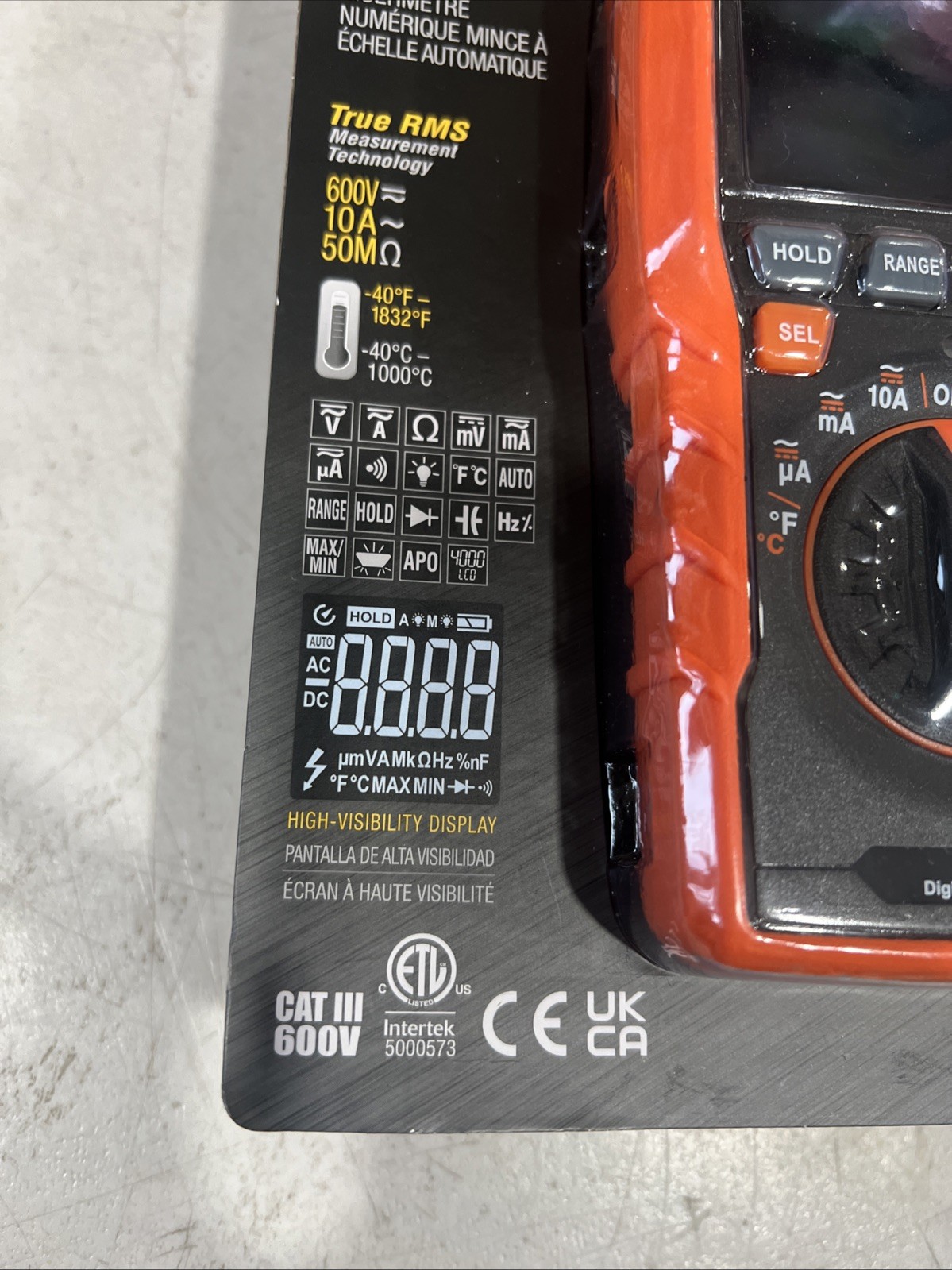 KLEIN TOOLS MM450 Slim Digital Multimeter,LCD,1.1″ L,600 V 801GH4