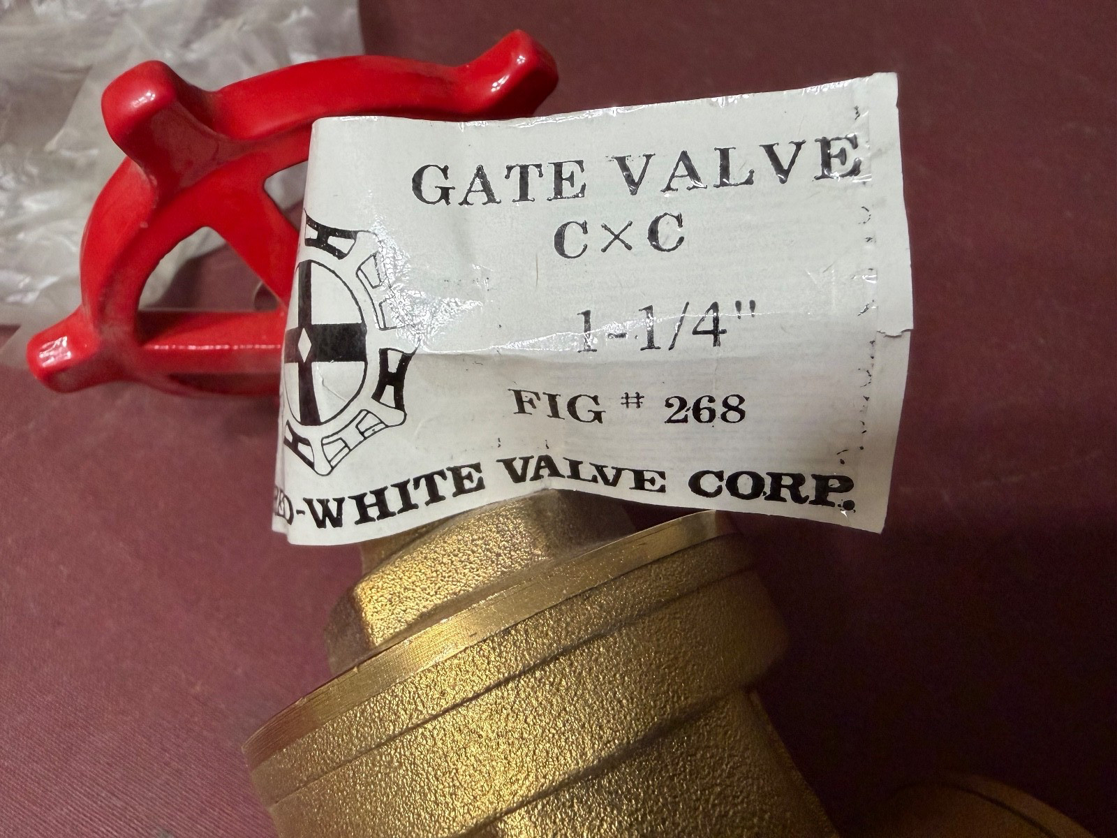 Red White Valve Corp. Brass Gate Valve 1-1/4″, 200 WOG. FIG #268, FREE SHIPPING