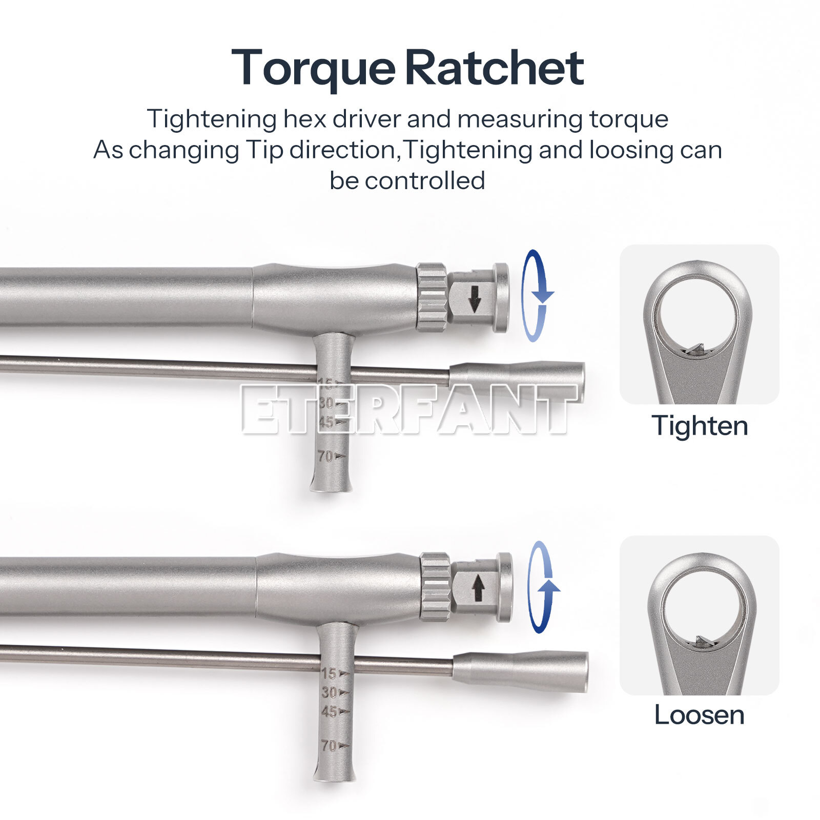 ENTERFANT Dental Implant Torque Wrench Ratchet Stainless Steel Universal 0-70Ncm