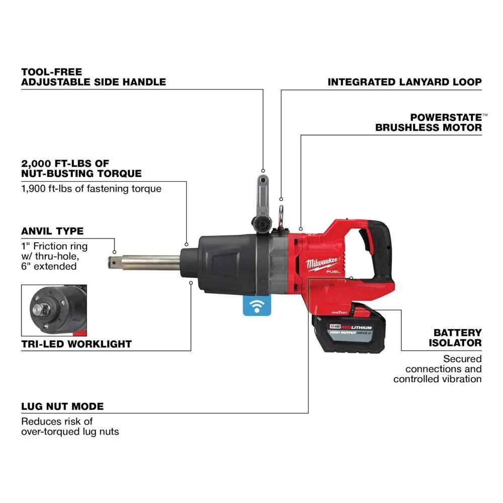 Milwaukee M18 Fuel 1Inch D-Handle Ext Anvil High Torque Impact Wrench With
