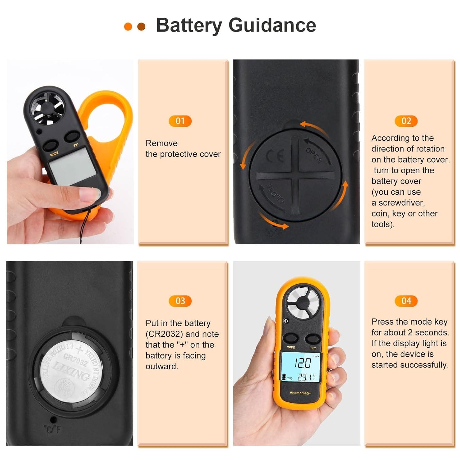 Anemometer Handheld, Light Weight Digital Wind Speed Meter, Wind Speed Temper
