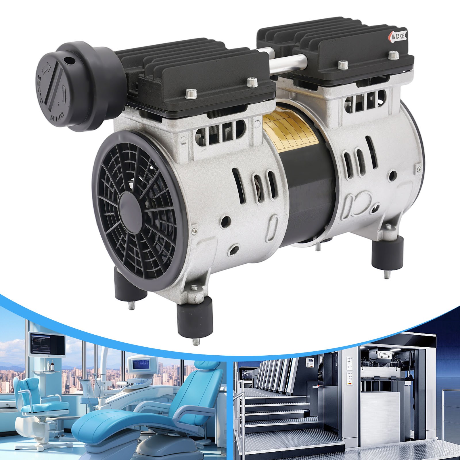 Vacuum Pump 370W Oilless Vacuum Pump 110V Oil-Free Vacuum Suction Pump Electric