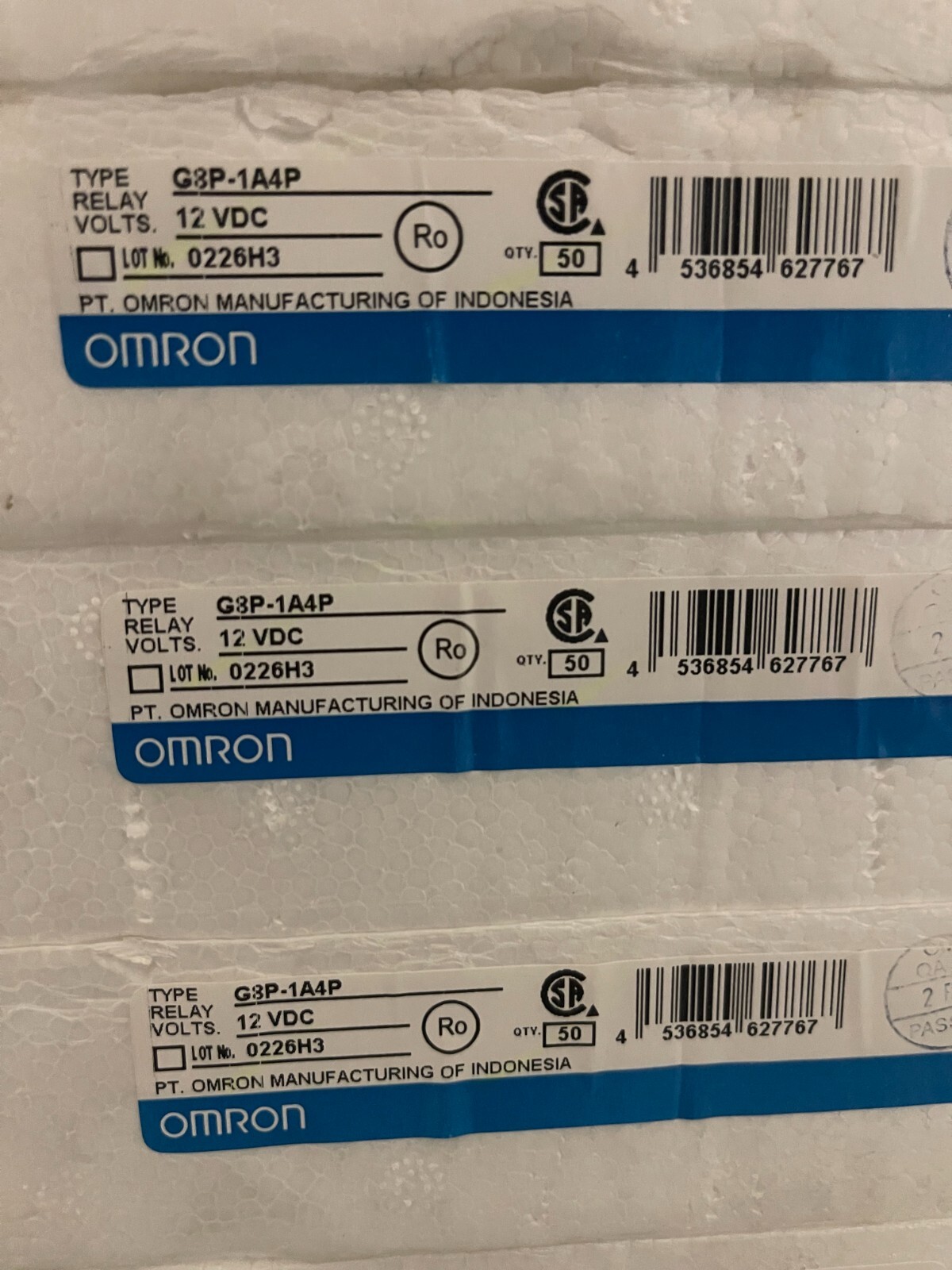 New 3-pcs OMRON G8P-1A4P 12VDC General-Purpose-Relay 30A 250VAC (THREE PIECES)