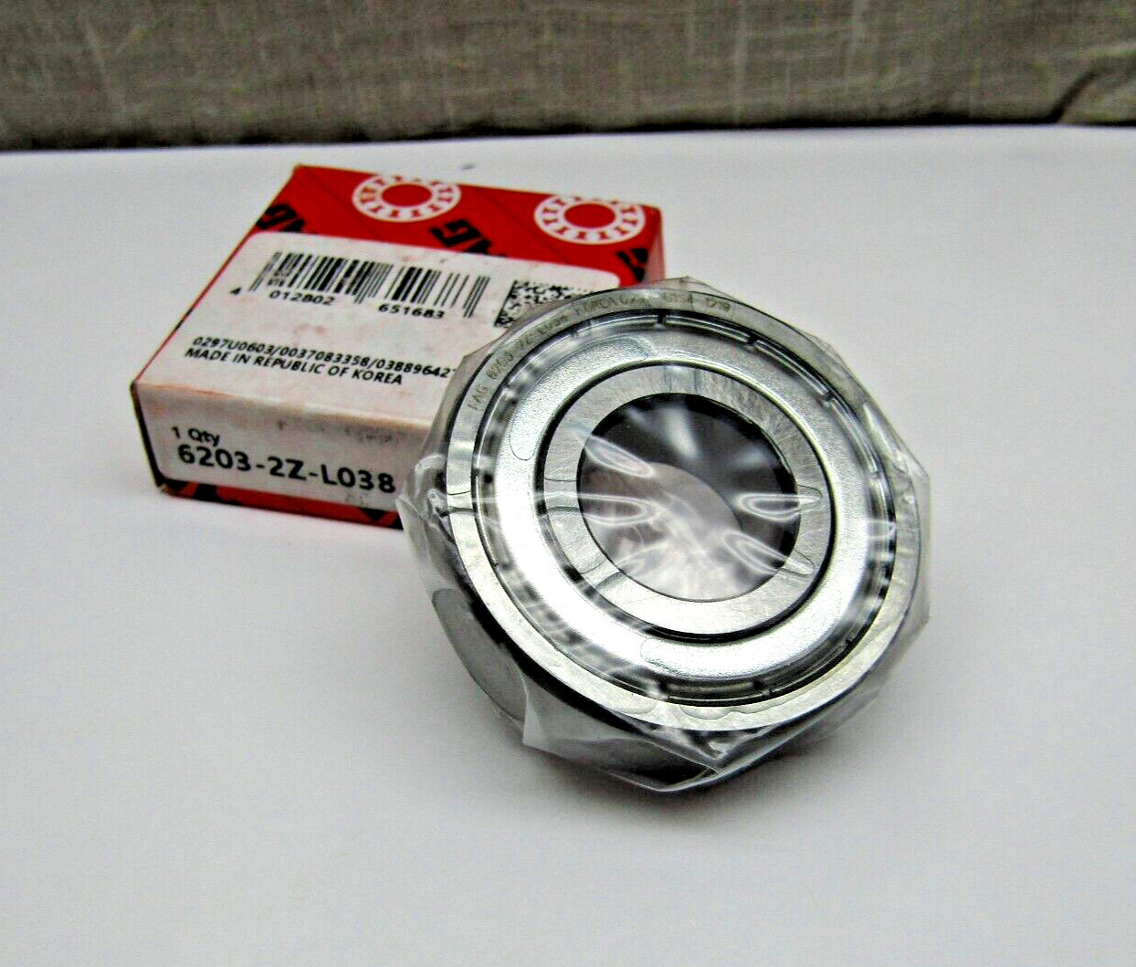 FAG 6203-2Z L038 17mm X 40mm X 12 mm Metal Shielded Bearing
