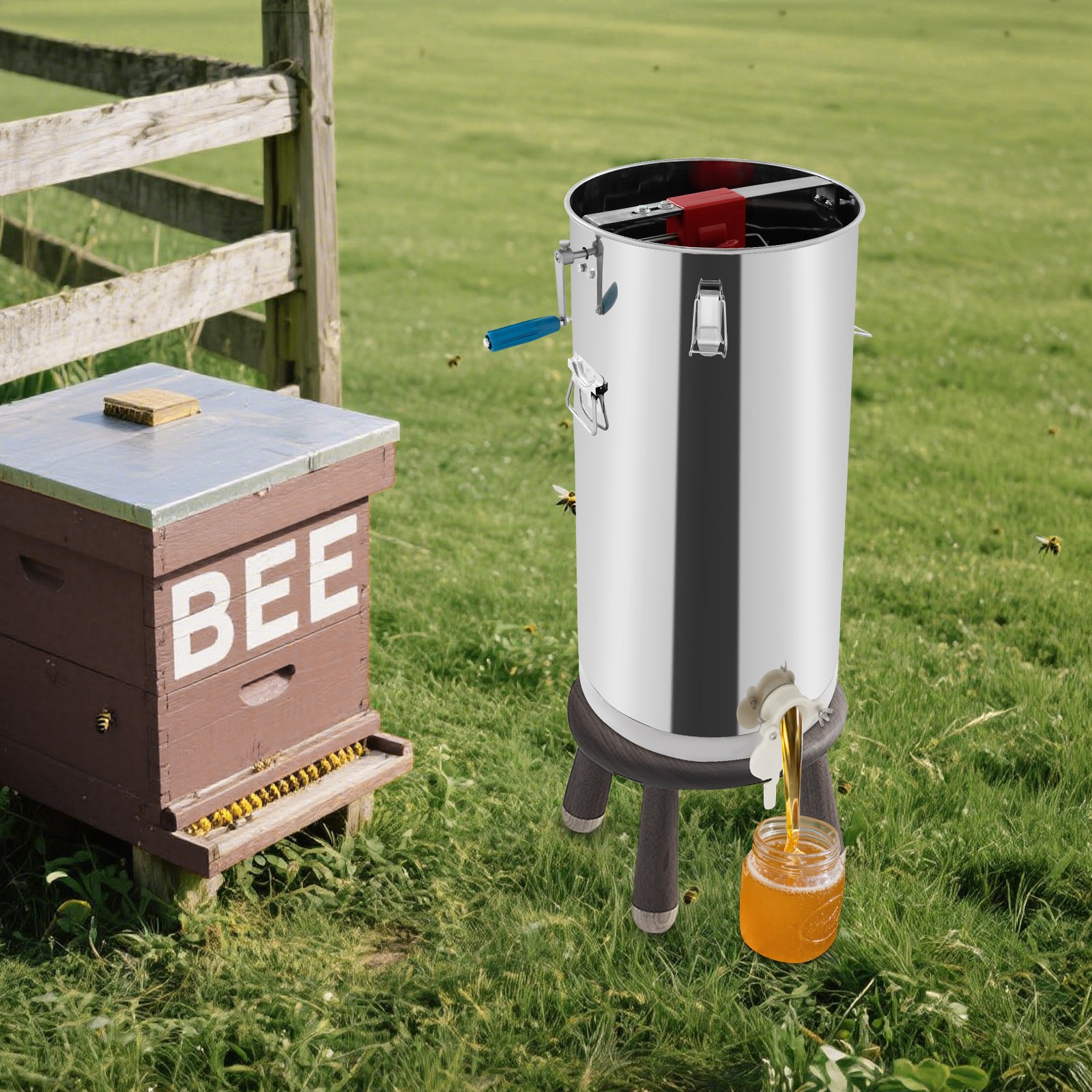 Manual Honey Spinner Stainless Steel Beekeeping Honey Extractor 22.5kg max.