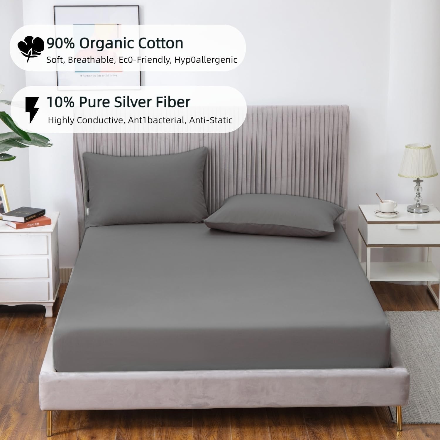 Machine Washable Grounding Sheets for Health & Wellness – Queen Size Gray