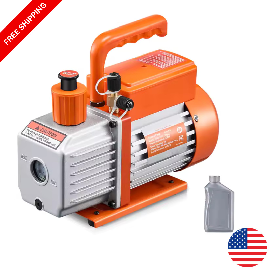 HVAC Vacuum Pump 3.5CFM 1/4HP Single Stage For AC R134a R410a Auto Refrigerant