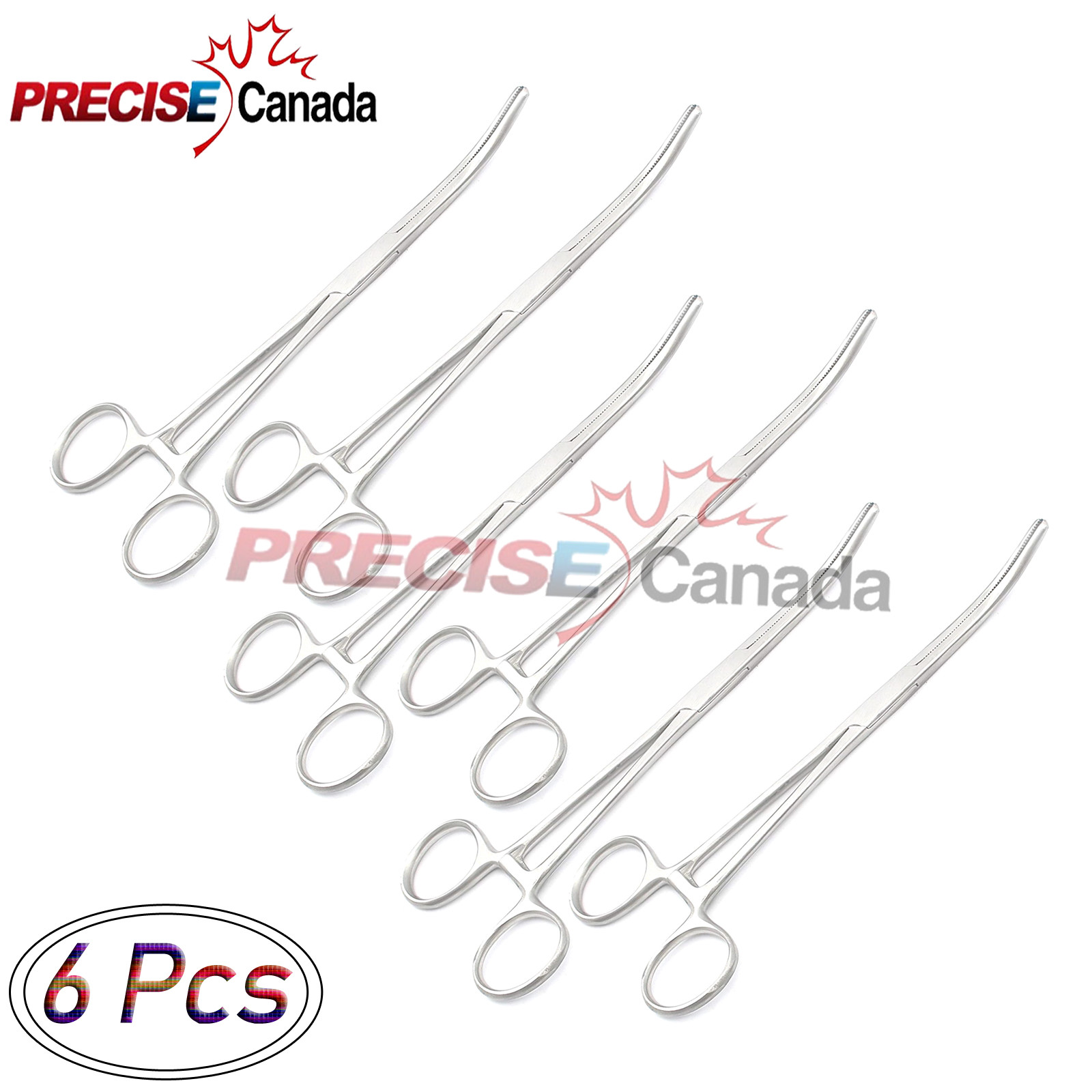 PRECISE CANADA 6 Pcs 7.25″ Pean Hemostat Locking Forceps Curved