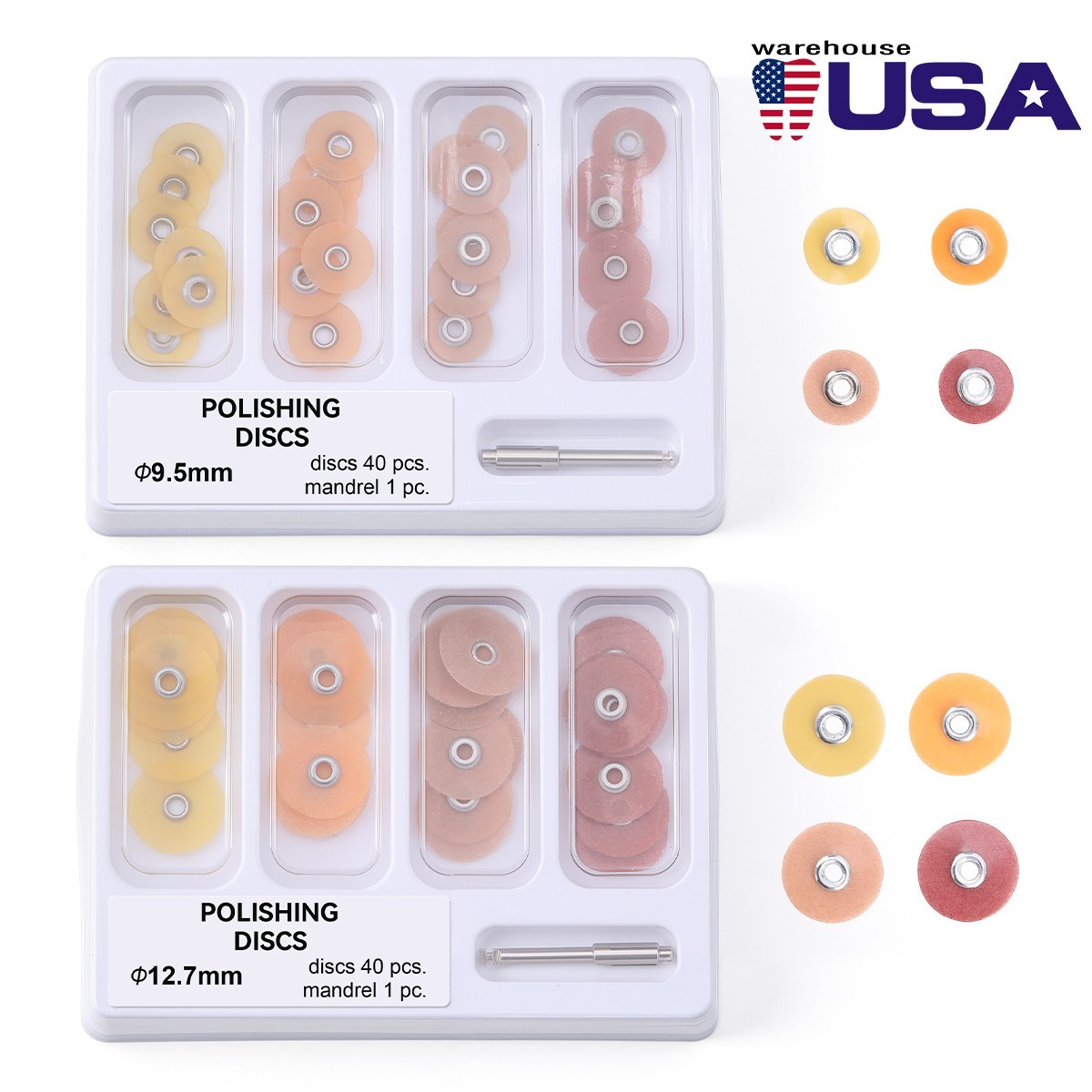 40pcs Dental Composite acabado de pulido discos gruarse + mandril 1/2″ or 3/8″