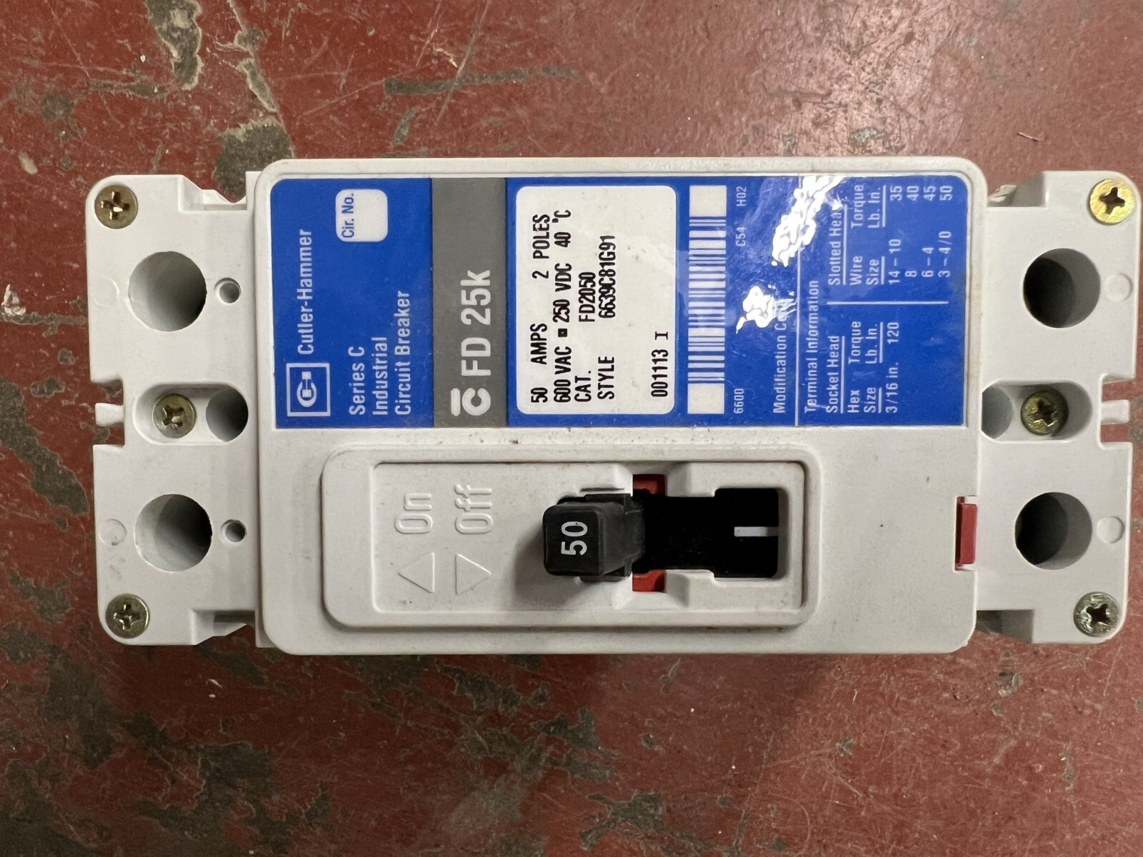 Eaton Cutler Hammer FD2050 600VAC 50Amp Circuit Breaker