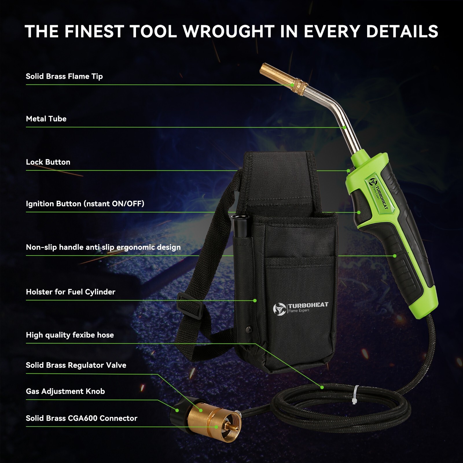 Propane Torch Kit /w Holster Mapp Map Gas Torch Head 5′ Long Hose Trigger Start