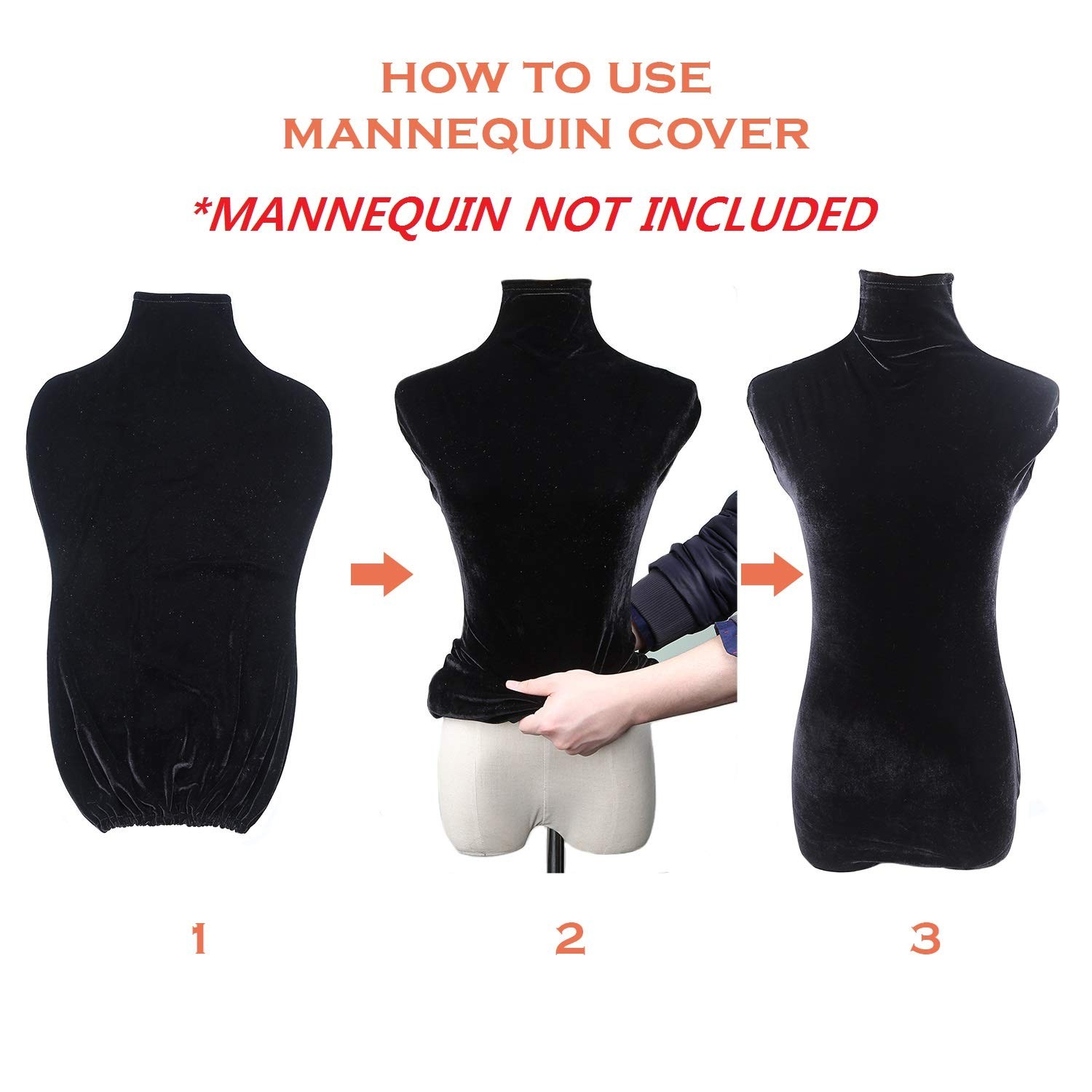 Black Superb Velvet Mannequin Fabric Cover,100% Handmade Soft Stretchy, for F…