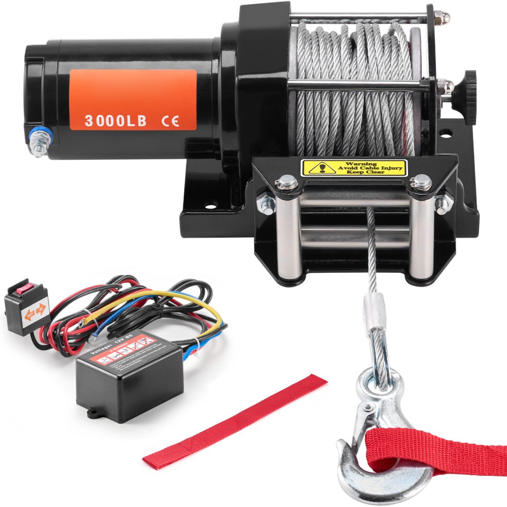 Electric Winch ATV UTV 3000 lb Steel Cable IP55 Waterproof Wired Control