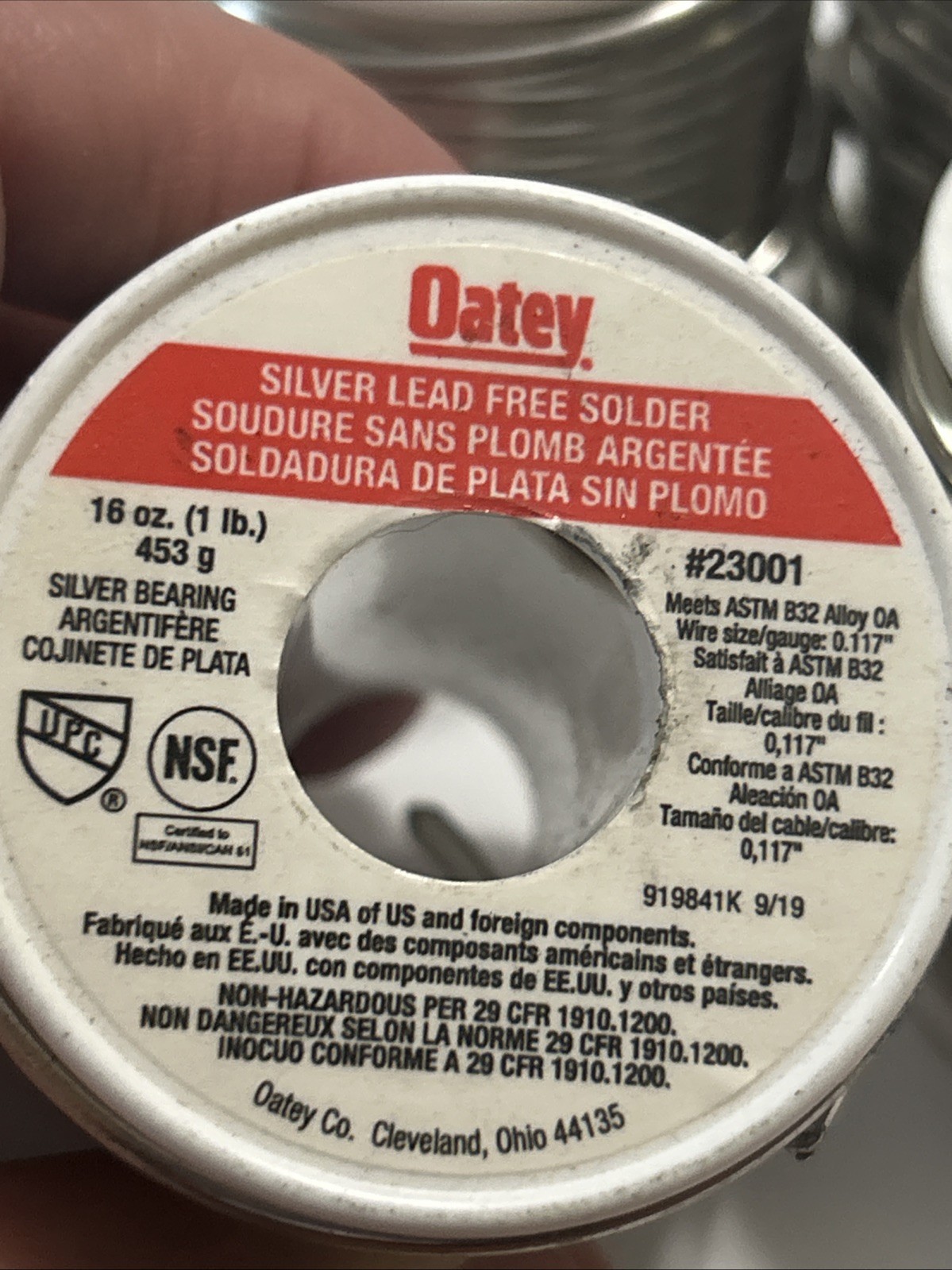 NEW Oatey Silver LEAD FREE SOLDER 1LB #23001 (6 Available)