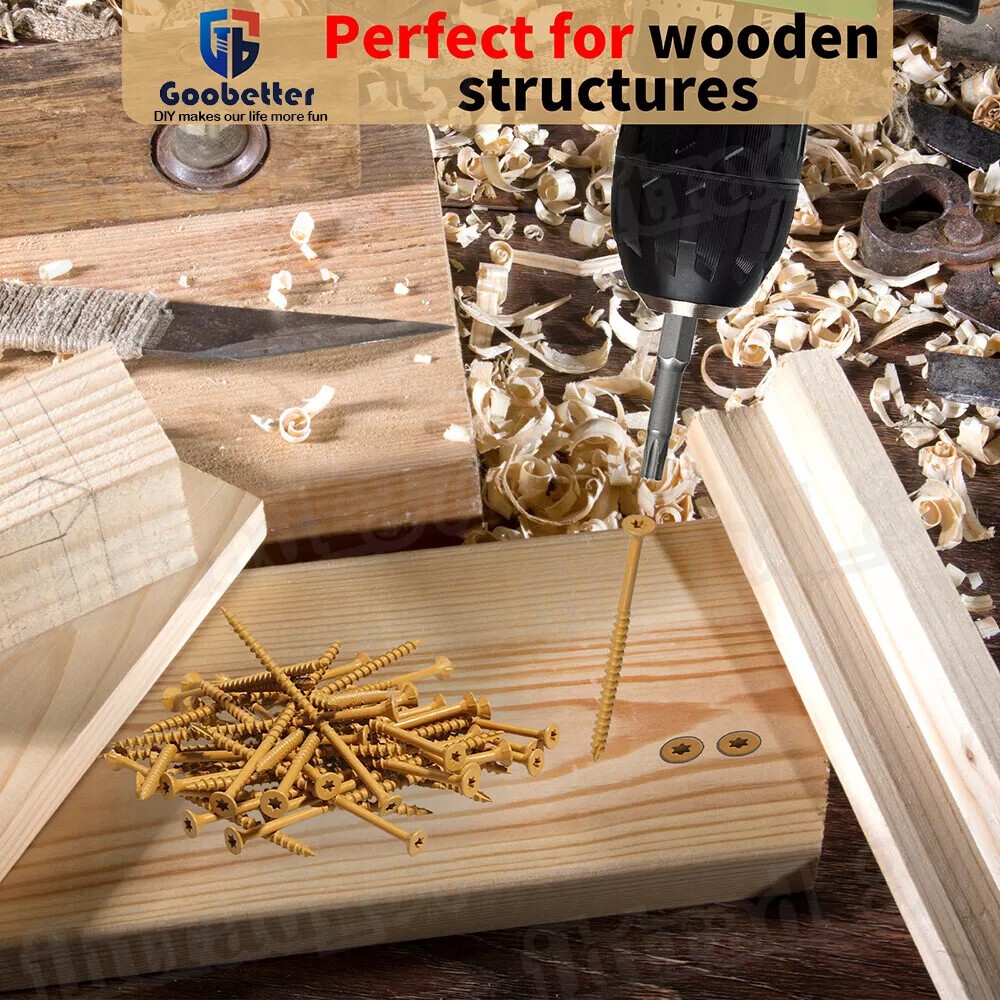 700pcs #8×1-5/8″ Deck Screws Torx T25 Star Self Tapping Wood Screws Fence Screws