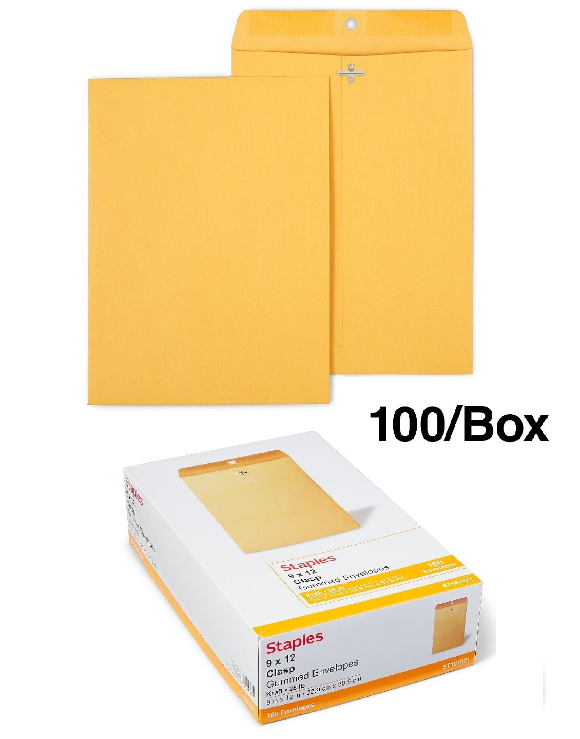 100 Pcs CLASP ENVELOPES 9”x12” Kraft Shipping Mailing Gummed Business Manila