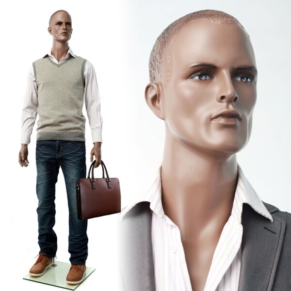 African American Male Adult Muscular Fiberglass Realistic Mannequin with Base
