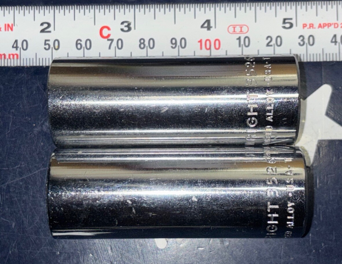 Wright Tool 13/16” 6PT Deep Hand Socket 3/8” Drive 3526 USA TWO SOCKETS