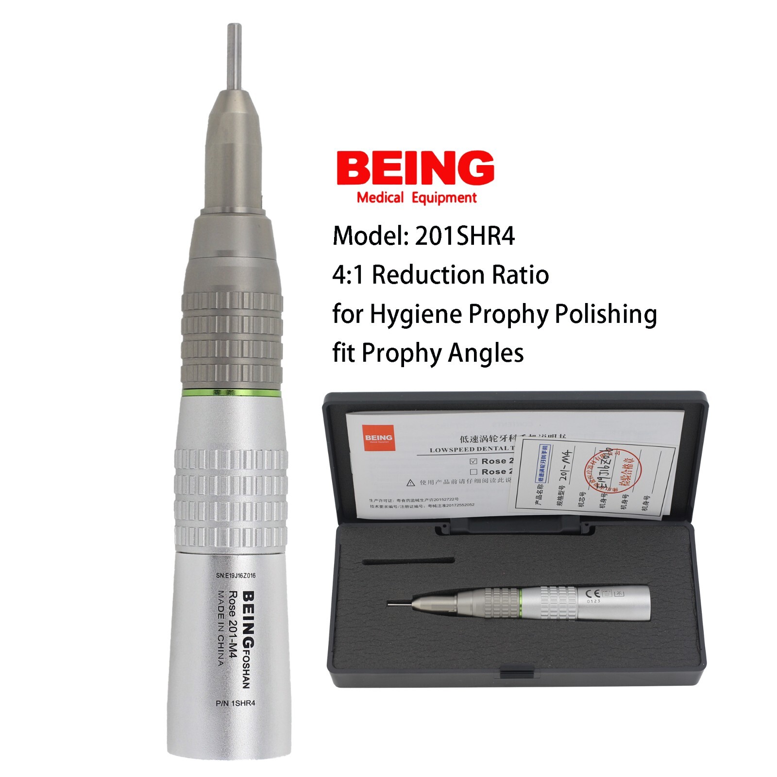 Dental Prophy Handpiece 4:1 1:1 Straight Nose Cone Air Motor 4 Hole NSK HP-44M