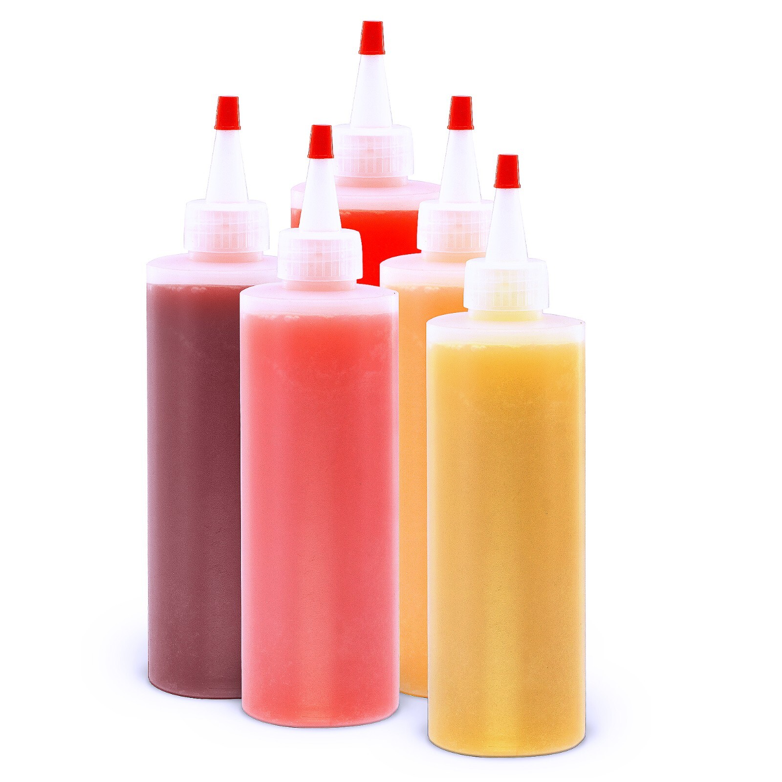8oz Plastic Squeeze Bottles HDPE w/Yorker Tips (6-Pack) Empty Refillable Bottle