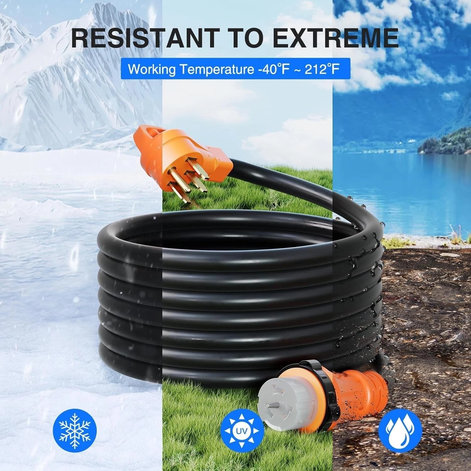 Heavy-Duty 50A 25FT Generator Cord with Certified Inlet Box for Durability