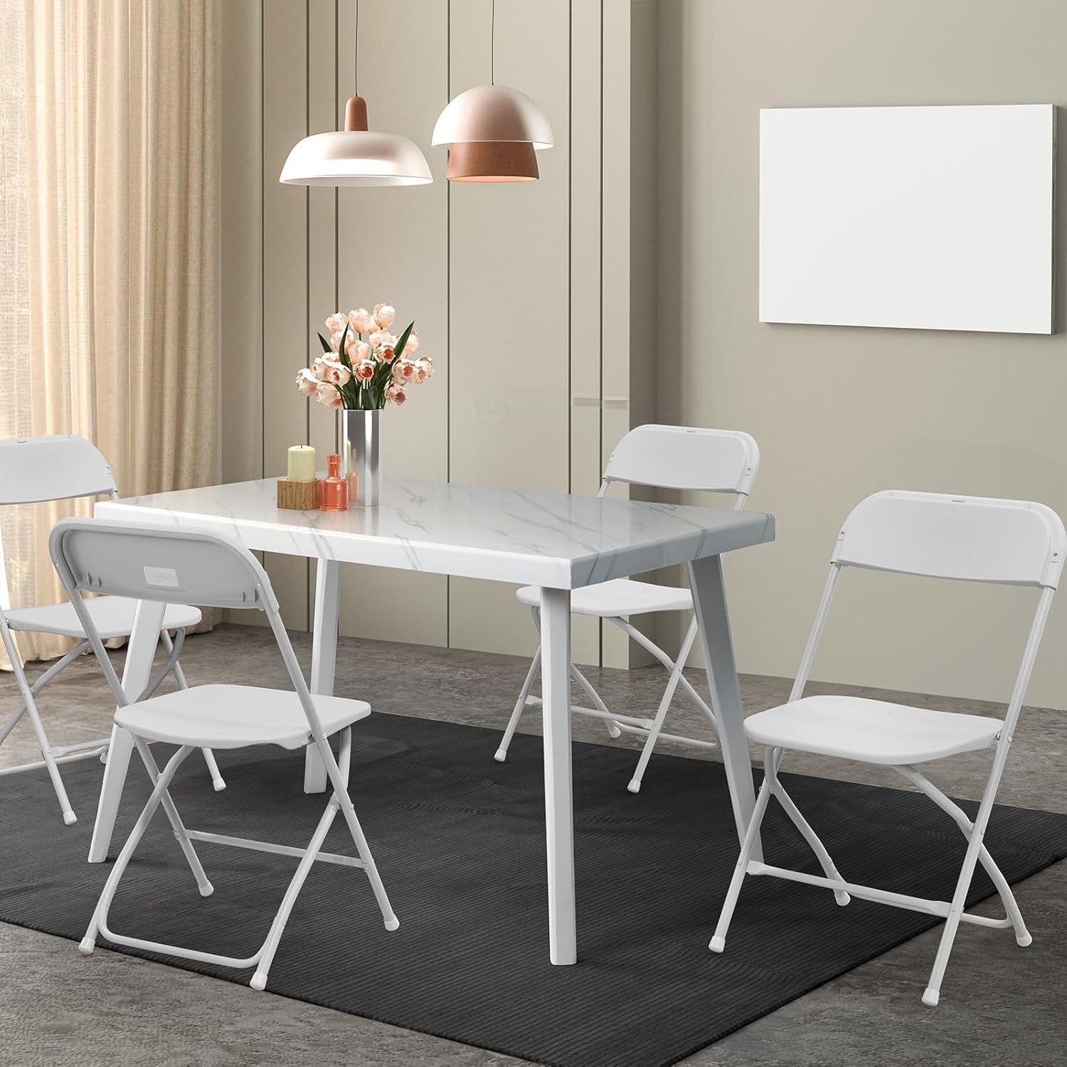 VINGLI 10 Pack White Plastic Folding Chairs 350LB Steel Frame Stackable Wedding