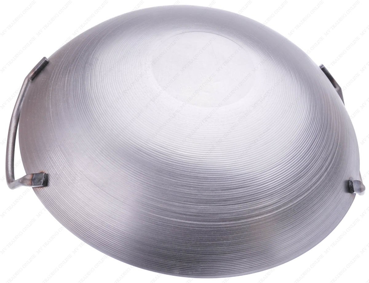 M.V. Trading 14 Inches Carbon Steel Round Bottom Wok Two Side Metal Handle 14