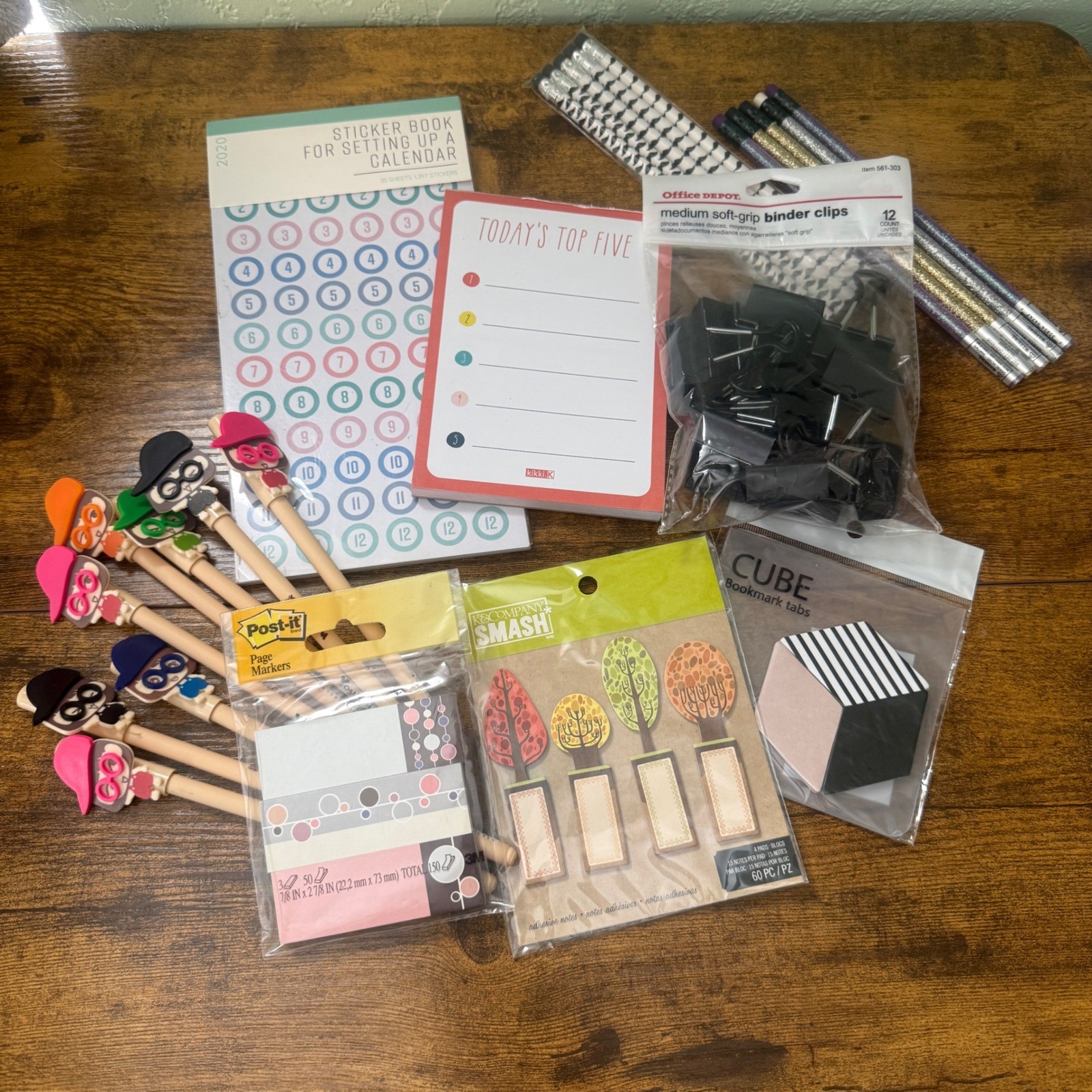 Lot of Various Office & Stationary Supplies Sticky Notes Pens Pencils Stickers